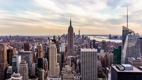 High angle view of Manhattan district in New york and the Empire State building Stock Footage 119142227