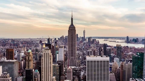 High angle view of Manhattan district in New york and the Empire State building Vídeo Stock 119142241