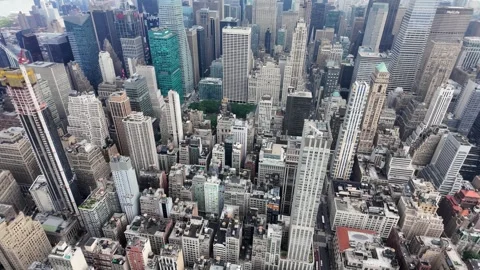 High angle view of manhattan skyscraper rooftops Stock Footage 327167001