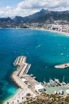 High angle view of the marina in calpe, alicante, spain Foto stock