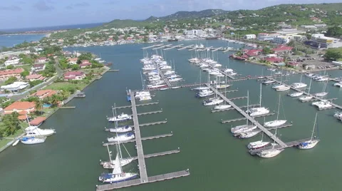 High angle view of marina town - St Lucia Stock Footage 61860670