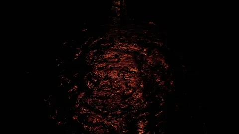 High angle view on a massive gas flare in the oil rig out in the sea, at night Stock Footage 120009143