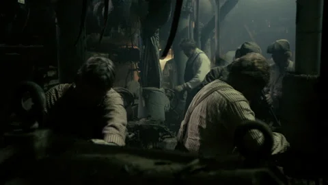 High-angle view of men working in power plant, USA - Reenactment Vidéo 236631985