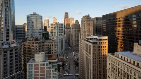 High Angle View of Michigan Avenue and Downtown Chicago Video stock 76640022