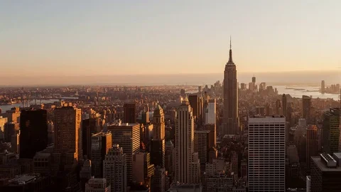 High Angle View of Midtown Manhattan as Day Becomes Night Video stock 76538738