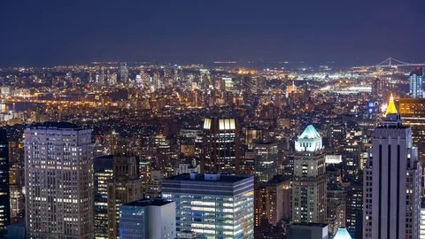 High Angle View of Midtown Manhattan East with Brooklyn in the Distance Video stock 76854649