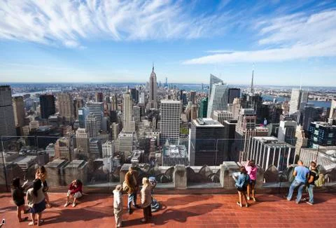 High angle view of midtown Manhattan along with a section of the 70th floor Stock Photos