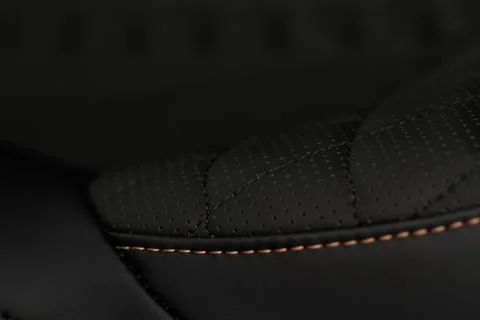 High angle view of modern car fabric seats. Close-up car seat texture and int Stock Photos