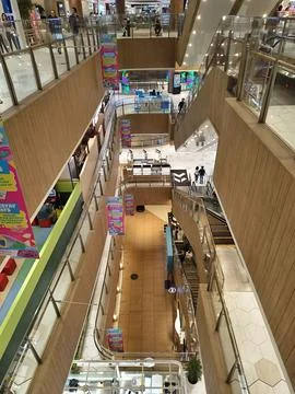 High-angle view of a modern mall atrium Stock Photos
