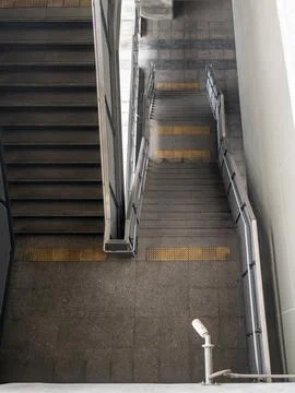 High Angle View of Modern Public Station Concrete Staircase Stock Photos