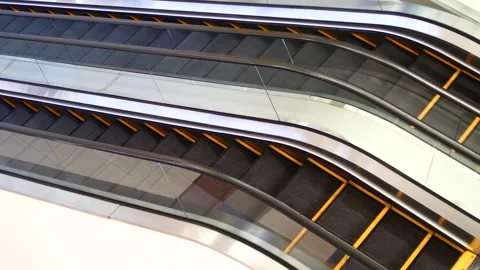 High Angle View of Modern Shopping Mall Escalators 4K Stock Footage Stock Footage 341501667
