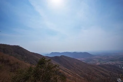 High angle view, moon mountain range Which is an important tourist attraction Foto stock