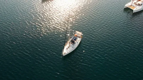 High angle view of moored sailboat Video stock 111051936