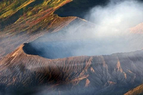 High angle view of Mount Bromo crater in the morning Stock Photos