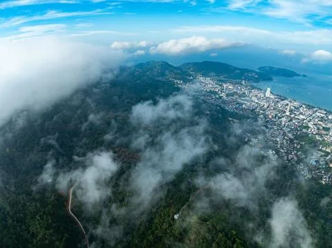 High angle view mountains rainforest at Phuket island Thailand. Stock Photos