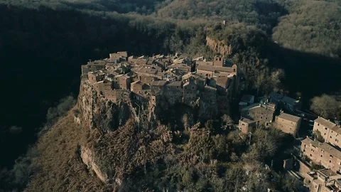 High Angle View Moving Around Calcata Stock Footage 300346021