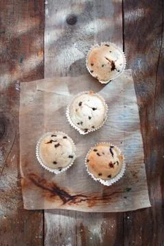 High angle view on muffins Stock Photos