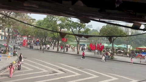 High Angle View from The Note Coffee Over Dong Kinh Nghia Thuc Square in Hanoi 스톡 동영상 337981986