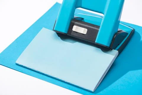 High angle view notebook holepunch Stock Photos