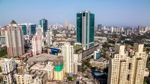High angle view of office buildings in lower parel, Mumbai's business and financ Vídeo Stock 118857579
