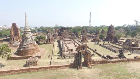 High angle view Old City of Ayutthaya, Thailand Stock Photos