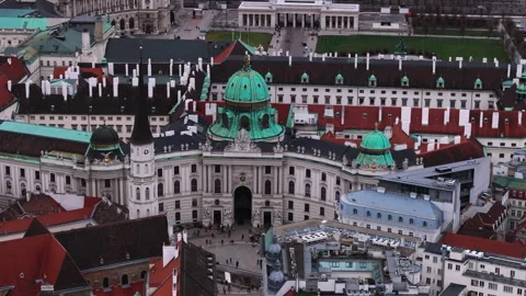 High angle view of one of gates to castle complex. Historic building of Hofburg Video stock 263313359