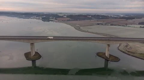 A high angle view of the Orwell Bridge near Ipswich, Suffolk, UK Фото