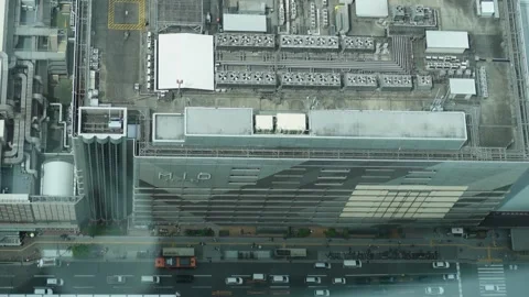 High-Angle View of Osaka Shopping Mall and City Street Traffic Stockbeeldmateriaal 314533155