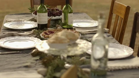High angle view of outdoor table setting Stock Footage 61896481