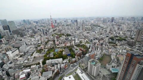 High angle view over city buildings and streets in Central Tokyo Stock Footage 39165220