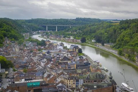 High angle view over the city of Dinant in the Ardennes in Wallonia, Belgium Stock-Fotos