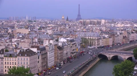 High angle view over the rooftops of Paris. Stock Footage 41580531