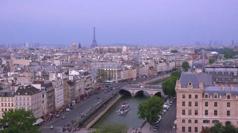 High angle view over the rooftops of Paris. Stock Footage 41580535