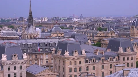 High angle view over the rooftops of Paris. Stock Footage 41580558