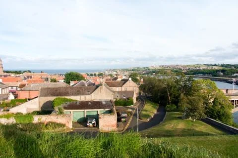 High angle view over rooftops of a small town in the north of england Stock Photos