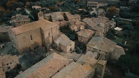 High Angle View Over the Village of Montilicchio Looking at the Beautiful Va Stock Footage 295127145