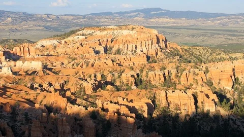 High angle view from overlook of hoodoos in Bryce Canyon at sunset timelapse Stock Footage 120605509