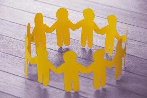 High angle view of paper dolls on table Stock Illustration