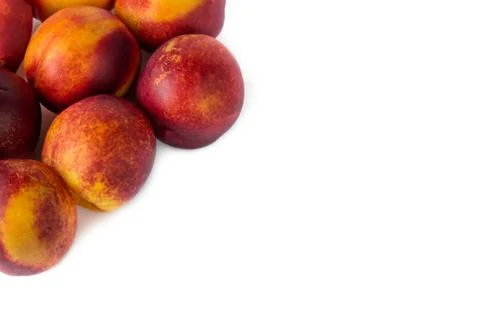 High angle view of peaches on the white background Stock Photos