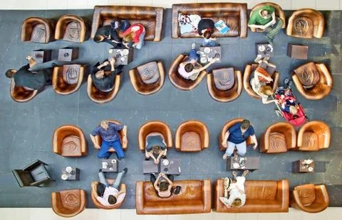High angle view of people on the break coffee In Coffee Shop Stock Photos