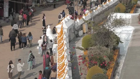High angle view of people doing the Kora, walking around, Bouddha stupa. Video stock 241736051