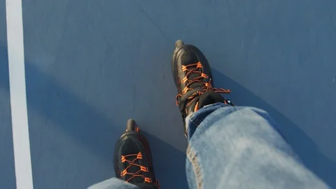 High angle view of a person roller-skating Stock Footage 100033687