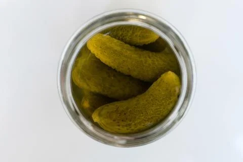High Angle View of the Pickles in the Jar Stock Photos