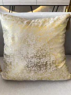 High Angle View of Pillow On Sofa At Home Stock Photos
