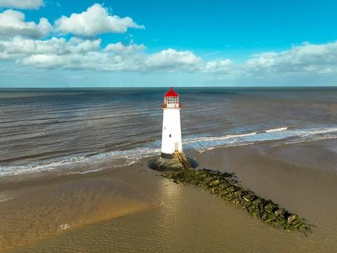 High Angle View of The Point of Ayr Lighthouse Stockfoto's