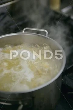 High angle view of a pot of boiling food Stock Photos
