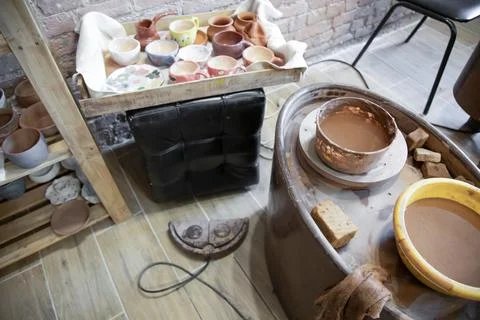 High angle view of  pottery interior Stock Photos