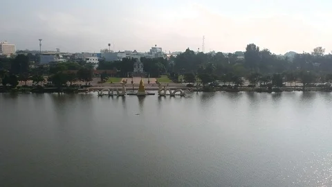 The high angle view of the Prayao Lake from a drone Video stock 96600475