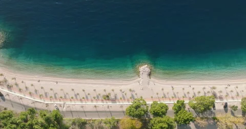 High-angle view of a promenade along the Croatian coast Video stock 251767511