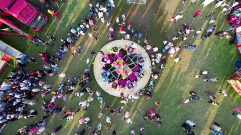 High Angle View of Public Funfair Local Park of England UK Stock-Footage 244970906